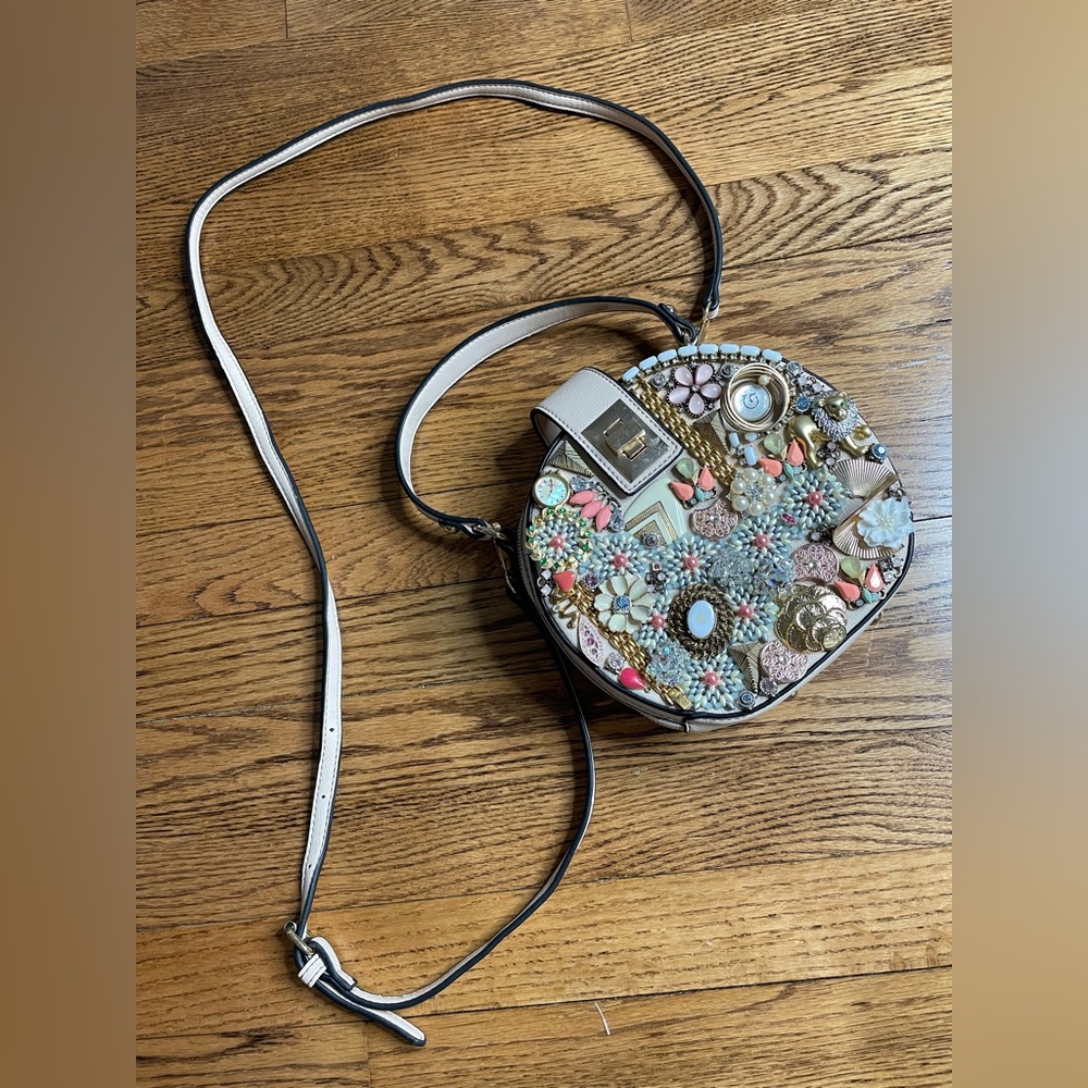 Custom Jeweled Crossbody Bag with Structured Circular Design